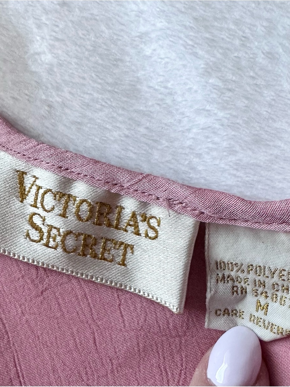 Vintage Victorias Secret Gold Label Pink Nightie Gown Maxi Slip Dress M Slit - Picture 10 of 10